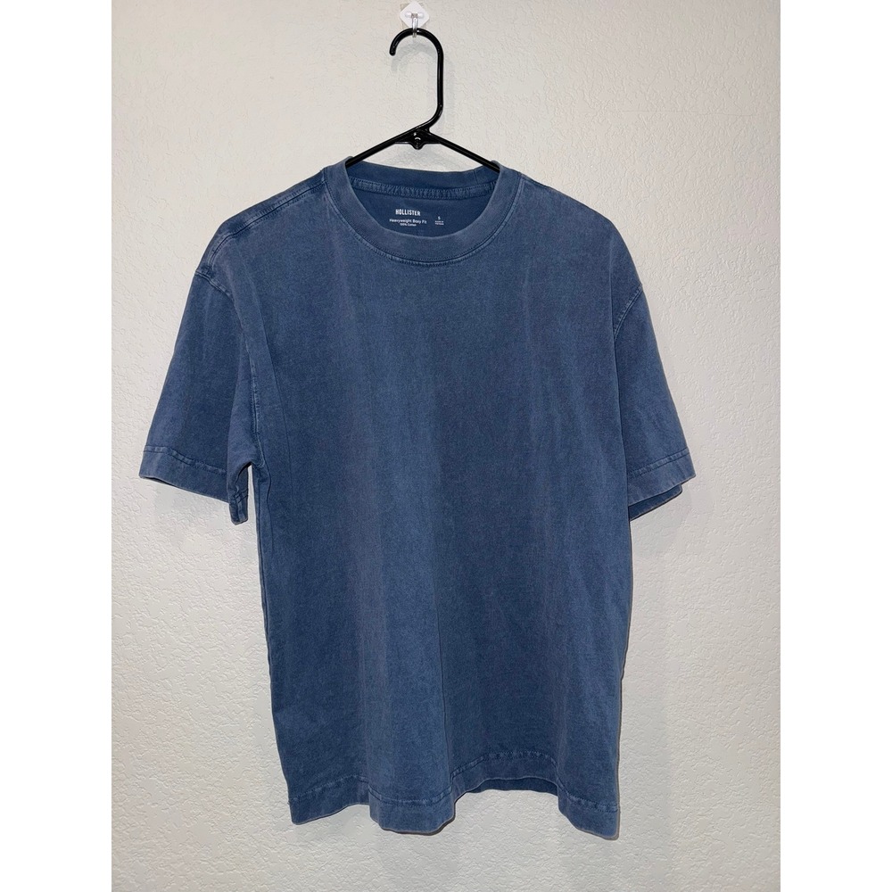Hollister Mens Small Blue Acid Wash Heavyweight Boxy Fit Cotton T-Shirt